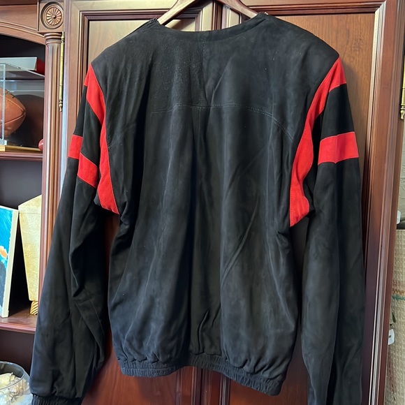 ROGER EDWARDS Vintage Custom Black Suede Leather & Red #7 Sports Pullover Jersey - Picture 2 of 8